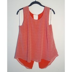 Lightweight flowing sleeveless blouse with bright red pattern 🍒